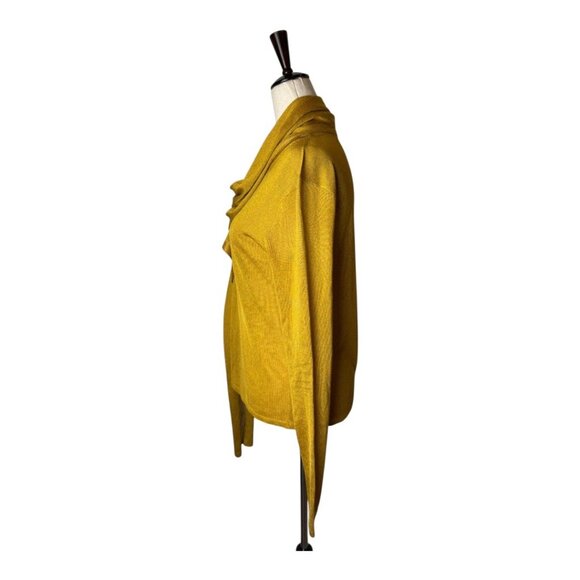 Sally Lapointe Sweater Women 8 Gold Metallic‎ Lightweight Knit Wrap Neck Luxury - Picture 7 of 11